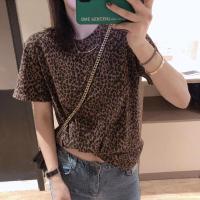 新款2020夏季新款时尚女装圆领T恤女韩版宽松豹纹短袖上衣女潮