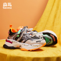 森马拼色老爹鞋女夏季透气ins潮牌拼色厚底双鞋带增高休闲运动鞋