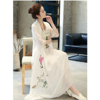促销茶人服女夏棉麻连衣裙文艺复古禅意中国风茶道古风太极茶艺师服装麦瑞思(MAR PAIRS)
