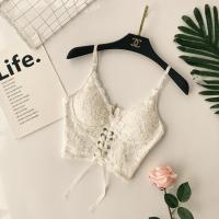 促销2018夏装新款性感蕾丝V领夜店紧身百搭胸垫胸衣吊带上衣麦瑞思(MAR PAIRS)