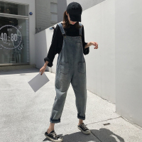 韩版牛仔裤秋季新款宽松背带裤学生显瘦高腰休闲裤子九分裤女装潮麦瑞思(MAR PAIRS)