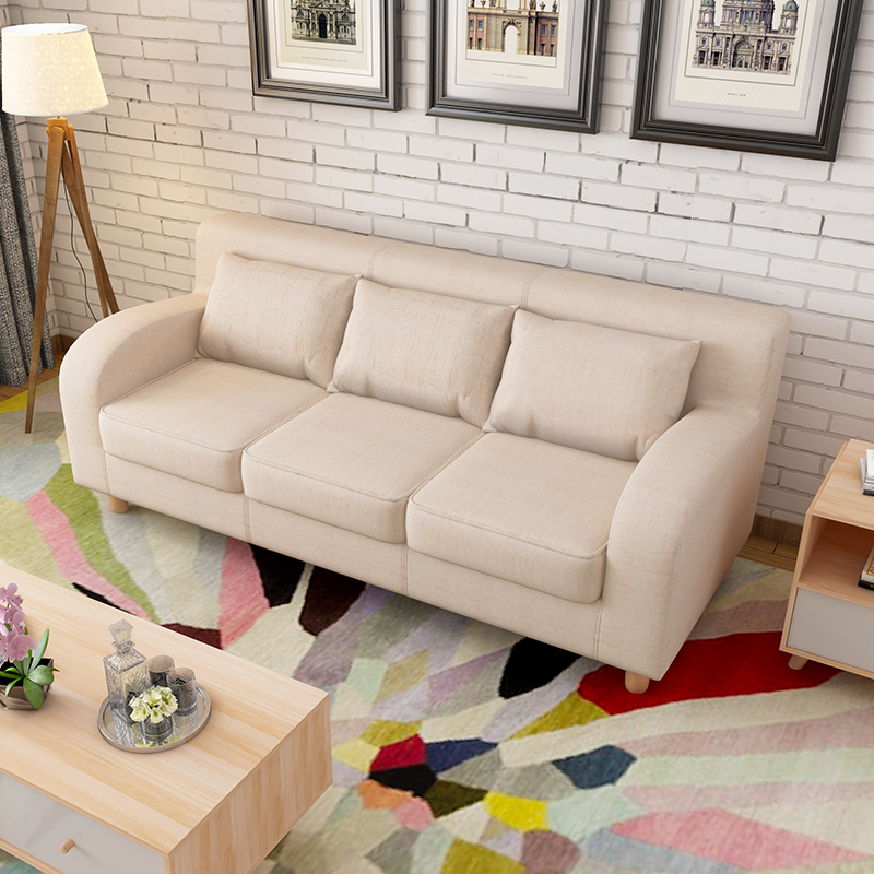 卡米蒂简约布艺沙发双人现代小户型客厅单三人位美式卡座沙发组合咖啡