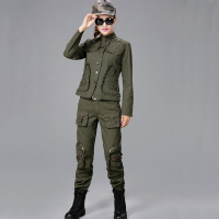 春秋女式休闲越野E族夹克迷彩裤修身显瘦军装套装女
