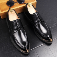 发型师皮鞋男韩版复古漆皮增高尖头皮鞋男士休闲皮鞋英伦亮面婚鞋