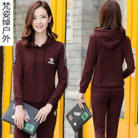 运动套装女秋装时尚潮2017新款春秋天韩版大码长袖连帽卫衣两件套