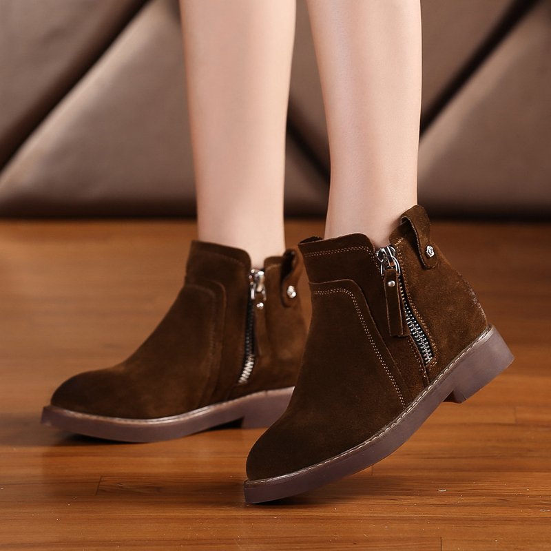 梦诗玛秋冬季新款马丁靴女英伦风潮短靴真皮女靴子雪地棉靴女鞋子