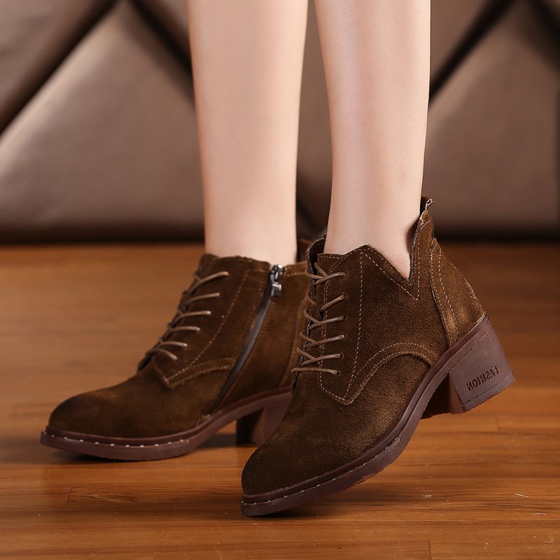 梦诗玛秋冬季新款短靴英伦风潮马丁靴女真皮女靴子雪地棉靴女鞋子