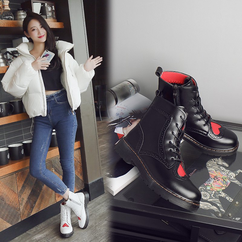 秋冬季新款原宿马丁靴女鞋学生短靴韩版百搭潮平底雪地棉靴女靴子