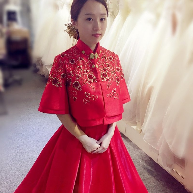 2017新款秀禾服新娘嫁衣中式婚纱礼服结婚旗袍长款龙凤褂喜服秋冬