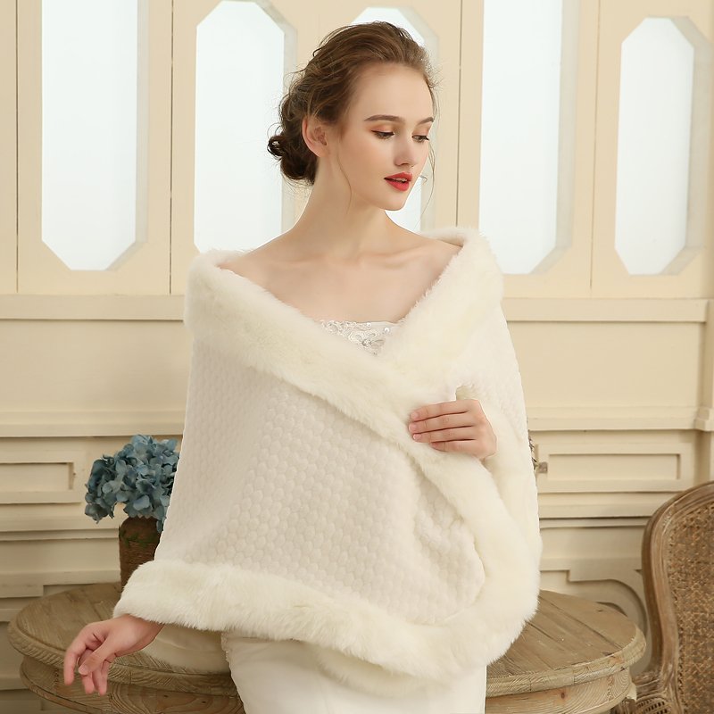 毛披肩2017新款新娘礼服加厚冬季保暖外套仿皮草披肩伴娘礼服披风