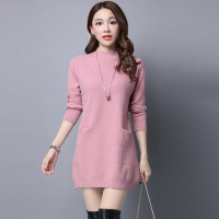 秋冬新款加厚针织衫女中长款冬季宽松套头长袖毛衣打底衫百搭上衣