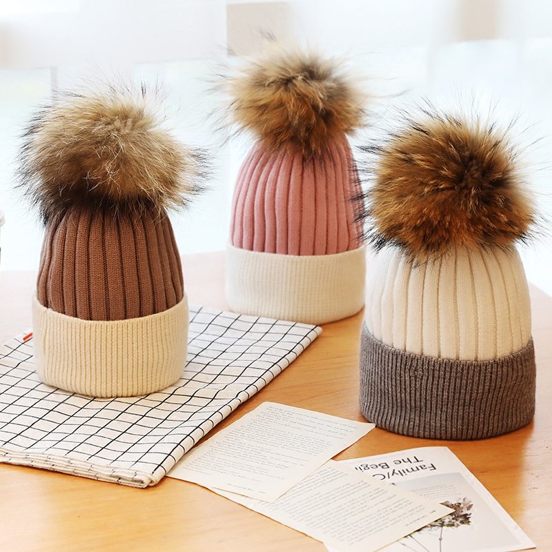 帽子女秋冬季真貉子学生可爱球球毛线帽子女冬天潮韩国百搭针织帽