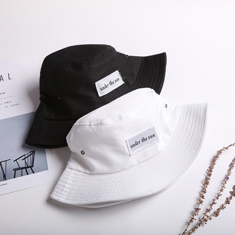 韩版夏季新款男士百搭时尚渔夫帽子简约刺绣贴标遮阳防晒帽子女潮