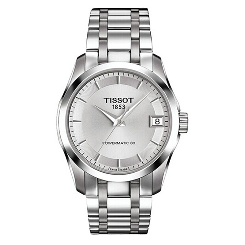 全国联保 天梭(TISSOT)皮带腕表 库图系列全自动机械女表 条钉刻度大三针女士手表 商务正装时尚钢带腕表