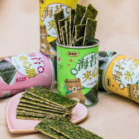 芝麻海苔夹心脆片 儿童即食海苔零食批发40g罐装