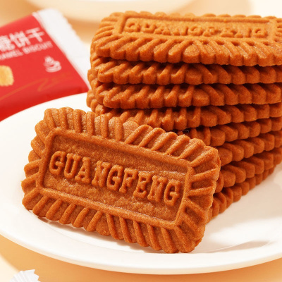 焦糖饼干500g/箱早餐饼干比利时风味网红休闲零食整箱批发