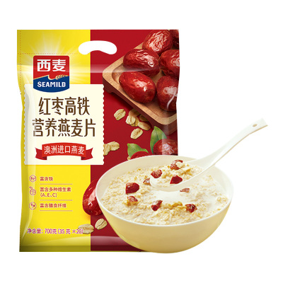 西麦红枣高铁燕麦片700g*1袋营养早餐养胃即食冲饮独立小包装麦片