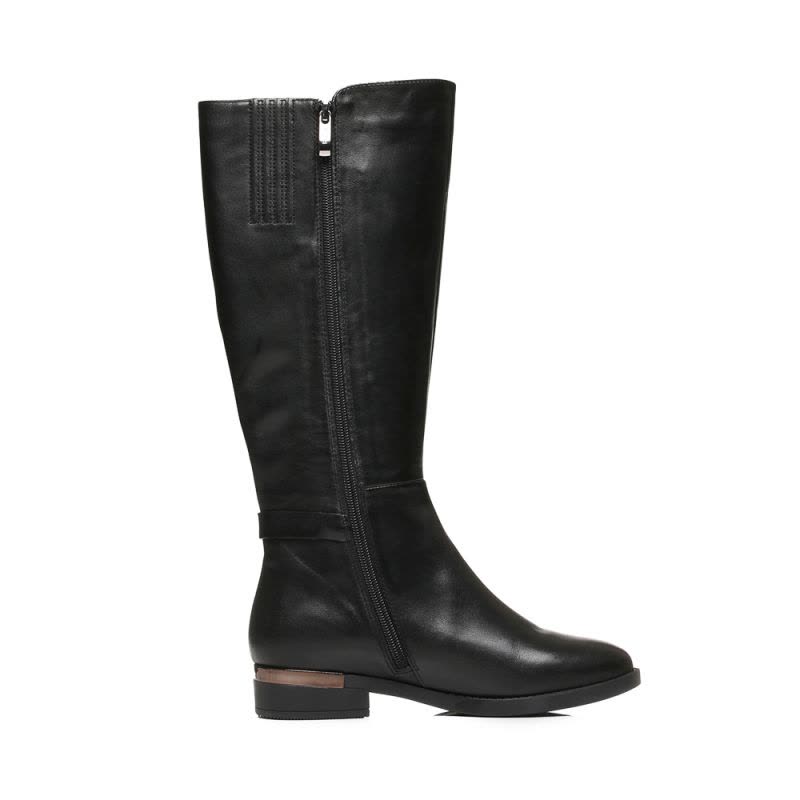 Belle/百丽冬季专柜同款黑色油皮牛皮革女皮靴3C3H7DG6图片
