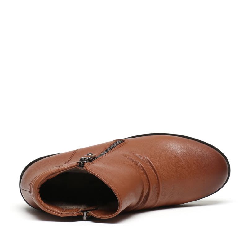 Senda/森达冬季专柜同款舒适休闲女短靴小坡跟褶皱N3R43DD6图片