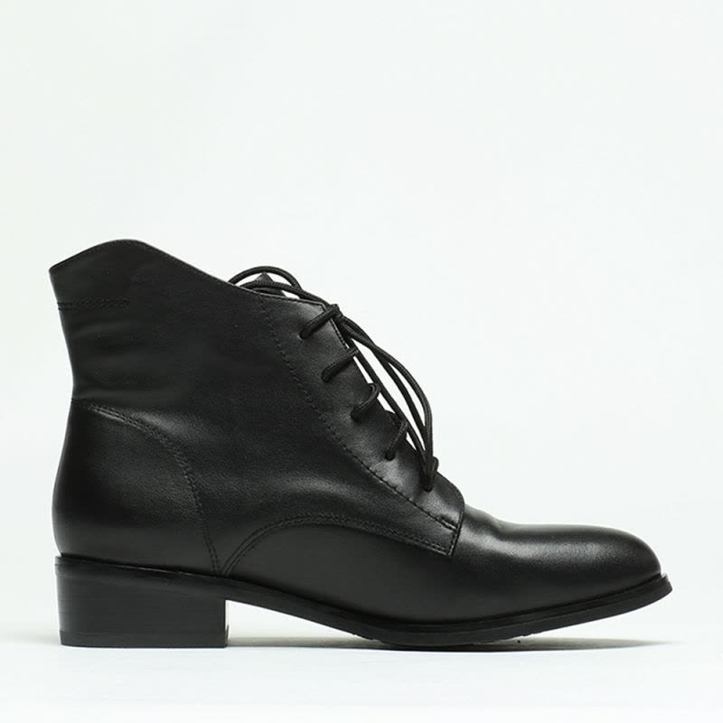 BASTO/百思图冬季专柜同款黑色牛皮时尚休闲女皮靴（绒里）TS742DD6图片
