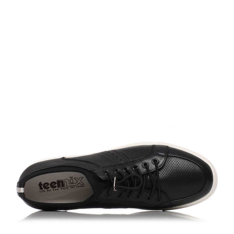 Teenmix/天美意夏季专柜同款黑色牛皮/织物时尚单鞋男休闲鞋男鞋3CP0TBM7图片
