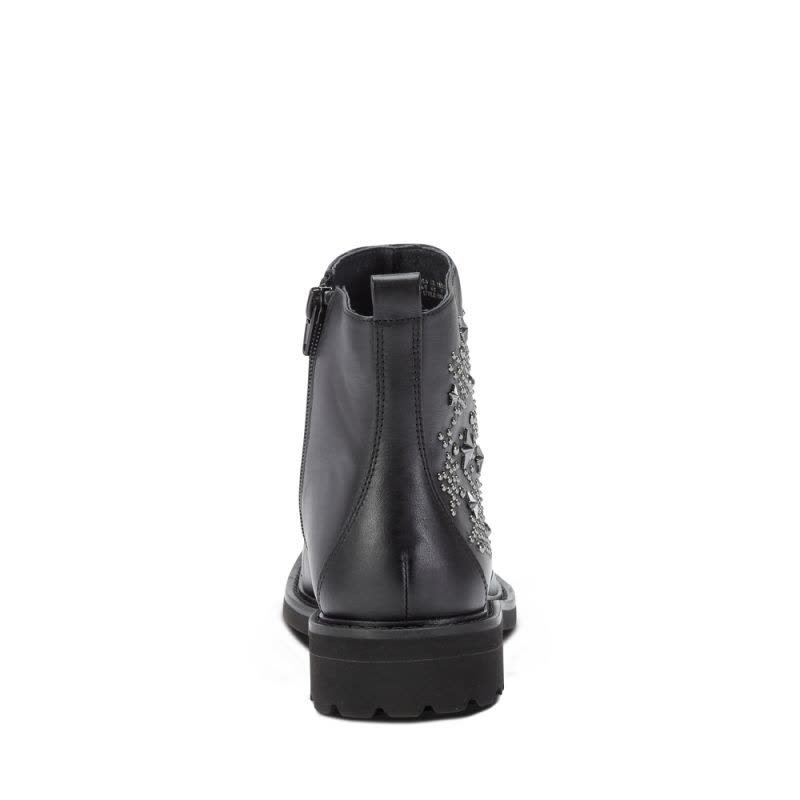 Hush Puppies/暇步士冬季专柜同款黑色牛皮时尚方跟女休闲靴HKH41DD6图片