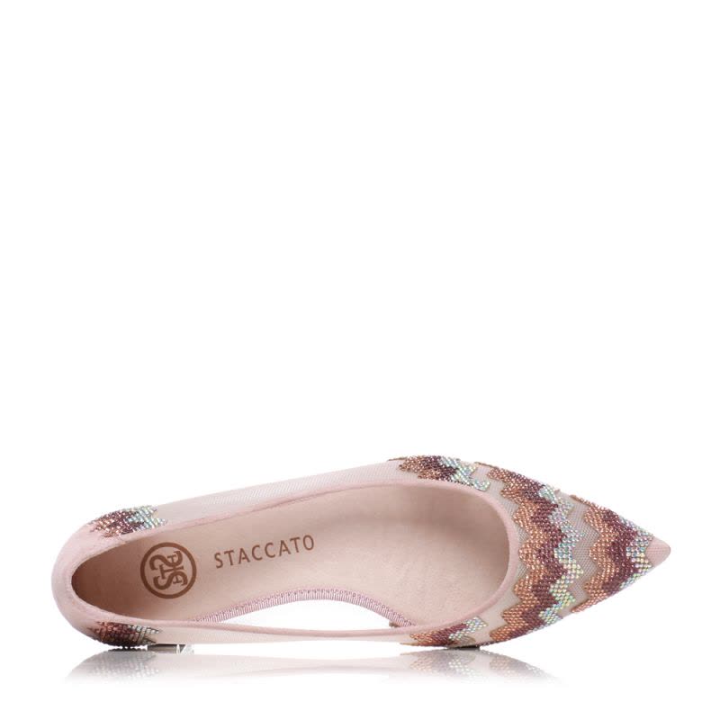 STACCATO/思加图年春季专柜同款尖头平跟(≤1厘米)平跟粉色水钻装饰女单鞋9E504AQ8图片