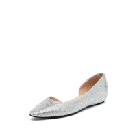 思加图2019春季新款时尚亮片布方头低跟女中空凉鞋R9305AK9