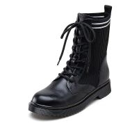 STACCATO/思加图专柜同款粗跟编织帮面女皮靴子N4302DZ8