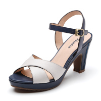 Bata/拔佳2019夏新款专柜同款羊皮革高跟鞋通勤女皮凉鞋F939DBL9