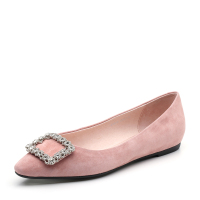 Bata/拔佳2019春新款羊绒皮革优雅尖头浅口女平底单鞋21918AQ9