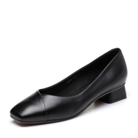 Bata/拔佳2019春新款专柜同款羊皮革方头奶奶鞋女单鞋2BP01AQ9