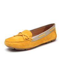 Bata2019秋专柜同款时尚休闲蝴蝶结字母豆豆鞋女皮鞋单鞋AE222CM9