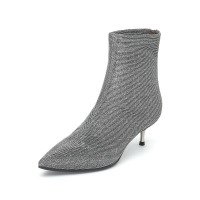 思加图2019冬季新款时尚低细跟弹力亮片短靴女皮靴子9LR01DD9