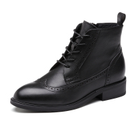 Bata/拔佳2019冬季新款专柜同款马丁靴女英伦风真皮短靴AFK41DD9