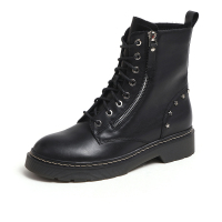 Bata/拔佳2019冬新短靴高帮鞋系带马丁靴女英伦风帅气潮8D101DD9