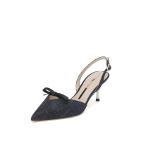 思加图2020春季新款浅口蝴蝶结亮线布女后空凉鞋9NW04AH0