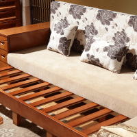 老故居实木沙发组合中式客厅橡木家具小户型伸缩两用木头贵妃转角沙发床