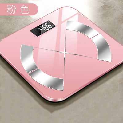 电子秤体重秤家用精准小型耐用智能测脂肪体脂秤高精度人体称重计_粉色_USB充电