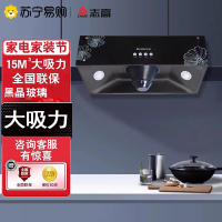 志高(CHIGO)抽吸油烟机大吸力中式抽油烟机家用厨房小型脱排烟机_黑色送安装