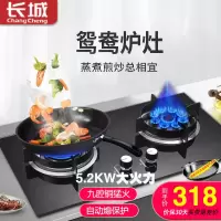 长城(CHANGCHENG)燃气灶天然气灶煤气灶双灶钢化玻璃面板台式嵌入式家用大火力鸳鸯灶 T16-A 天然气 自行安装