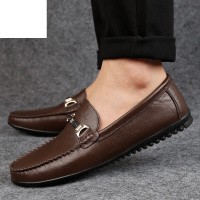 百丽牧貂旗舰店豆豆鞋男2019新款休闲皮鞋男士牛皮英伦软底驾车鞋一脚蹬懒人鞋子