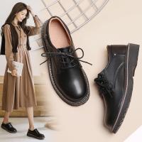 百丽牧貂英伦风小皮鞋女平底春季新款职业黑色配正装女鞋大码工作夏季单鞋