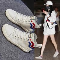 品牌百丽牧貂高帮鞋女2021春秋冬季新款透气真皮休闲小白帆布鞋高邦平底板鞋子