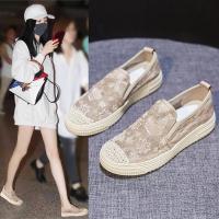 品牌百丽牧貂渔夫鞋女2021夏季女鞋蕾丝网面透气小香风懒人休闲鞋一脚蹬网鞋