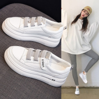 品牌百丽牧貂小白鞋女鞋2021新款春季百搭魔术贴休闲鞋内增高松糕厚底板鞋