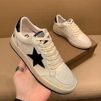 百丽牧貂[BAILIMUDIAO]轻奢潮牌 爆裂纹做旧星星小脏鞋女休闲板鞋真皮韩国复古情侣款ggbb小白鞋男