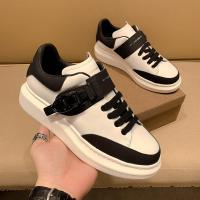 百丽牧貂[BAILIMUDIAO]轻奢潮牌 新款夏季透气小白鞋男女情侣款免系带自动松紧扣内增高真皮松糕鞋板鞋