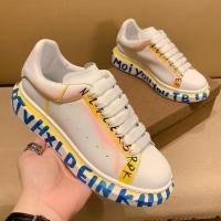 百丽牧貂【BAILIMUDIAO】轻奢潮牌 欧洲站手绘夏季透气小白鞋男真皮印花男士厚底板鞋字母新款潮鞋