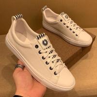 百丽牧貂【BAILIMUDIAO】夏季白色皮鞋男女情侣韩版潮流小皱菊花板鞋薄款休闲软底透气男鞋